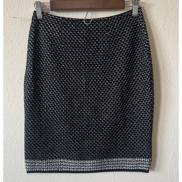 St. John Wool Knit Black White Pencil Skirt Geometric Pattern Career Classic Sz - Picture 2 of 10